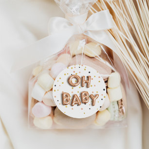 Oh Baby   Rose Gold Baby Shower Classic Round Sticker
