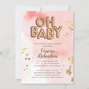 Oh Baby Rose Gold Foil Balloon Baby Shower Announcement