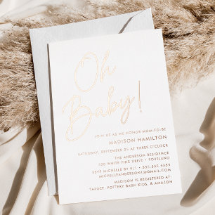 Oh Baby Rose Gold Script Baby Shower