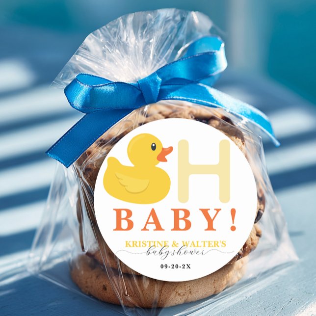 Oh Baby Rubber Duck Baby Shower Favor Stickers (Oh Baby Favor Sticker)