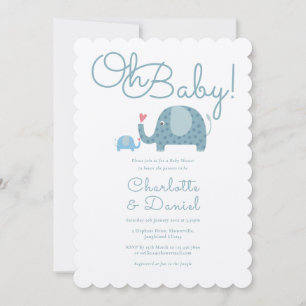 Oh Baby Rustic Cute Elephants Couples Baby Shower Invitation