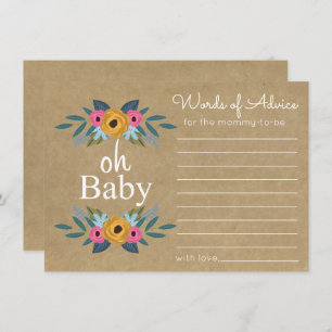 Oh Baby! Rustic Kraft Floral Wreath Baby Shower Invitation