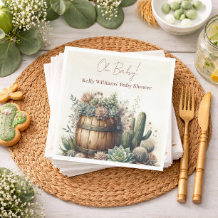 Oh Baby! Rustic Succulents & Cacti Baby Shower Napkin