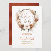 Oh Baby Rustic Terracota Orange Floral Baby Shower