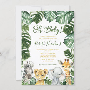 Oh Baby Safari Animal Baby Shower Invitation