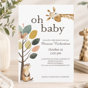 Oh Baby Safari Animals Baby Shower Invitation