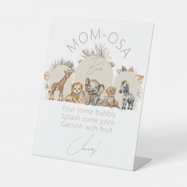 Oh Baby Safari Animals Boho Baby Shower bar Poster Pedestal Sign (Front)