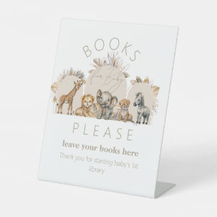 Oh Baby Safari Animals Boho Baby Shower book Pedestal Sign