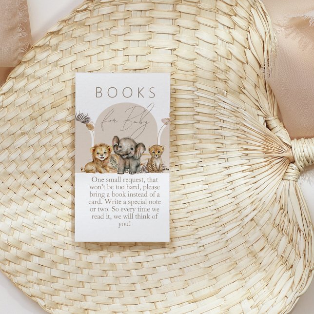 Oh Baby Safari Animals Boho Baby Shower books Enclosure Card (Creator Uploaded)