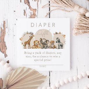 Oh Baby Safari Animals Boho Baby Shower diaper Enclosure Card