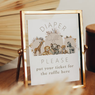 Oh Baby Safari Animals Boho Baby Shower Diaper Poster