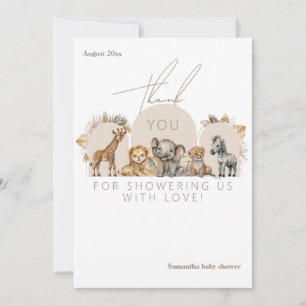 Oh Baby Safari Animals Boho Baby Shower Thank You Card