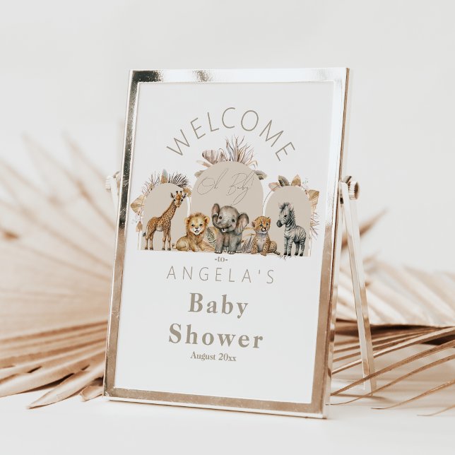 Oh Baby Safari Animals Boho Baby Shower welcome Poster (Creator Uploaded)