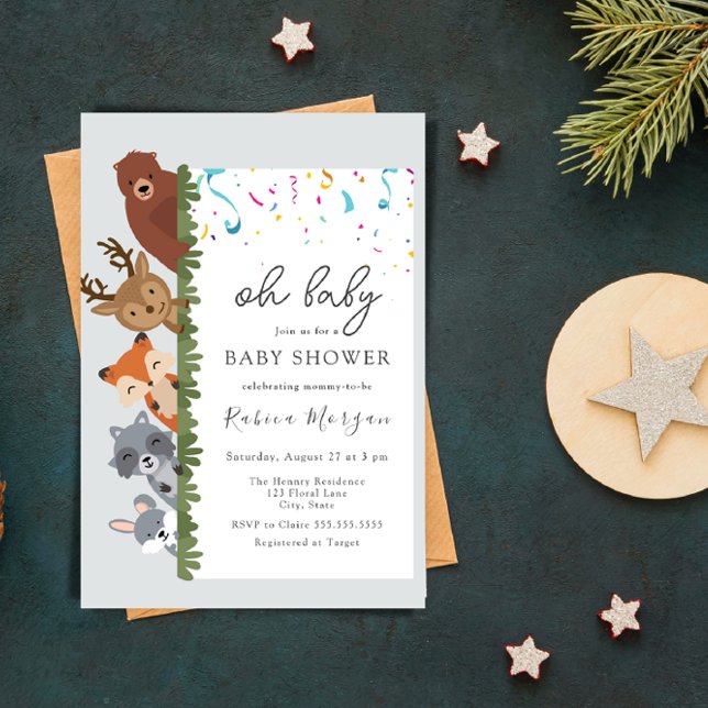 Oh baby Safari animals gender neutral baby shower Invitation (Creator Uploaded)
