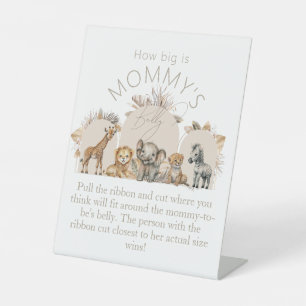 Oh Baby Safari Boho Shower How big mum belly game Pedestal Sign