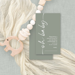 Oh Baby Sage Diaper Raffle Baby Shower Enclosure Card