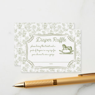 Oh baby sage green rocking horse diaper raffle enclosure card