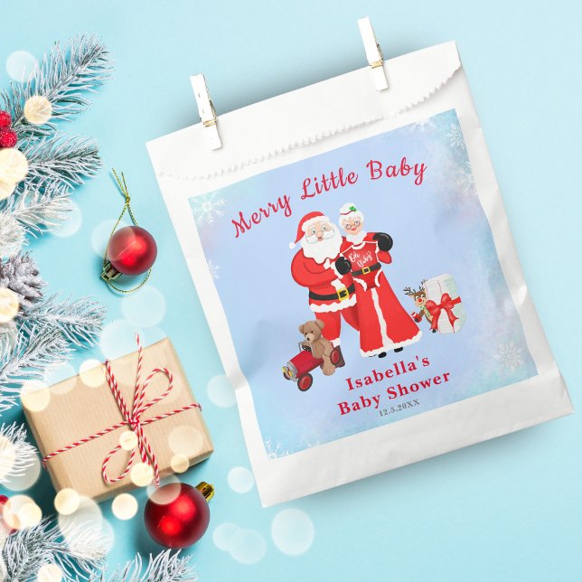 Oh Baby Santa & Mrs. Claus Baby Shower Favour Bags (Ignite baby shower magic with our Santa-themed favor bag, combining joy and anticipation effortless.)