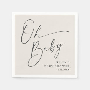 Oh Baby Script Modern Gender Neutral Baby Shower Napkin