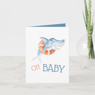 Oh baby Shark watercolor new baby Card