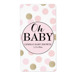 Oh Baby Shower Mini Wine Label Girl Vertical