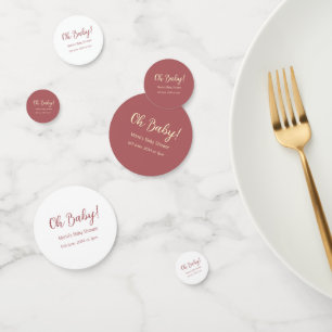 oh baby shower name date maron simple minimal tren confetti