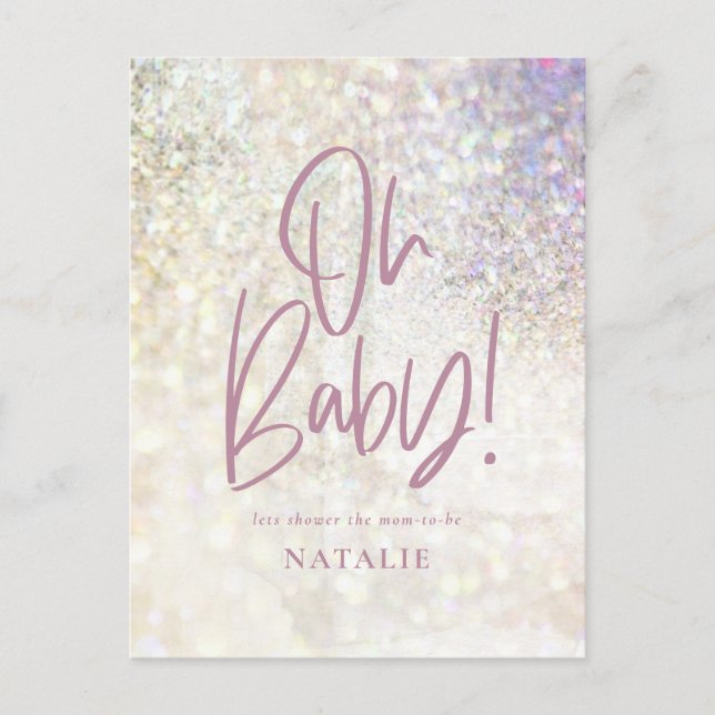 Oh baby! shower party Glitter sparkle classy Postcard (Front)