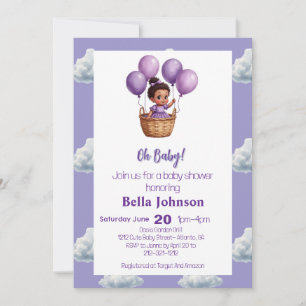Oh Baby Shower Purple Invitation
