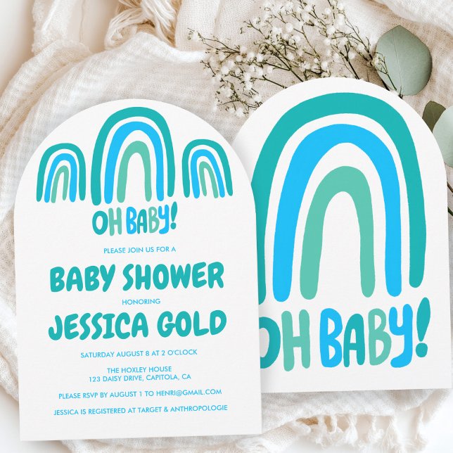 OH BABY SHOWER Sweet Blue Rainbow CUSTOM Arch Invitation (OH BABY SHOWER Sweet Blue Rainbow CUSTOM Arch Invitation
)