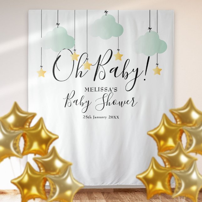 Oh Baby Shower Twinkle Stars Photo Booth Backdrop Tapestry (Oh Baby Shower Twinkle Stars Photo Booth Backdrop)