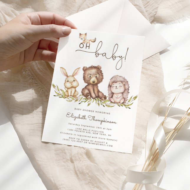 Oh Baby Shower Woodland Cute Animals Invitation (Creator Uploaded)