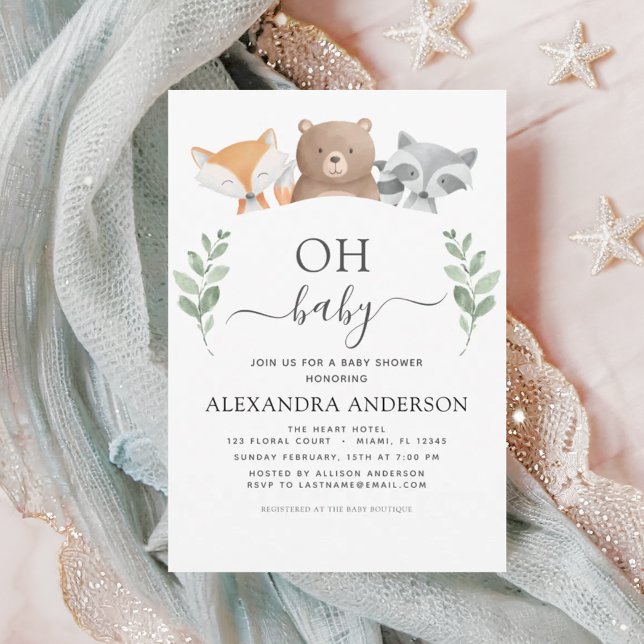 Oh Baby Shower Woodland Greenery Invitation (Creator Uploaded)