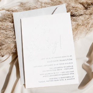 Oh Baby Silver Script Baby Shower