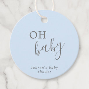 Oh Baby Simple Blue and Grey Boy Baby Shower Favour Tags