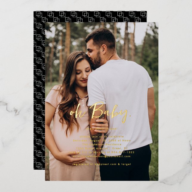 Oh Baby | Simple Photo Baby Shower  (Front/Back)