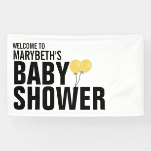 Oh Baby Simple Yellow Balloon Baby Shower Banner