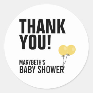 Oh Baby Simple Yellow Balloon Baby Shower Sticker