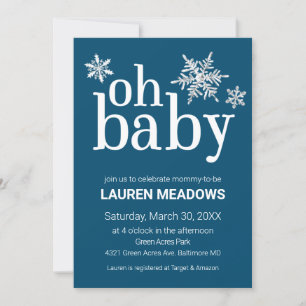 Oh Baby Snowflake Winter Baby Shower Invitation