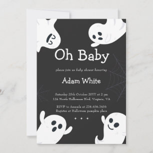Oh Baby Spooky Ghost Halloween Fall Baby Shower Invitation