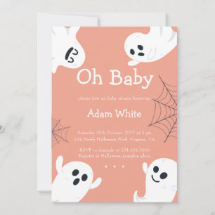 Oh Baby Spooky Ghost Halloween Fall Baby Shower Invitation