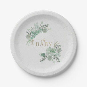 Oh Baby Succulent Baby Shower Paper Plate Decor