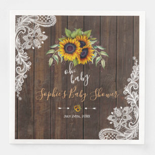 Oh BABY Sunflowers Bouquet Wood Lace BABY SHOWER Napkin