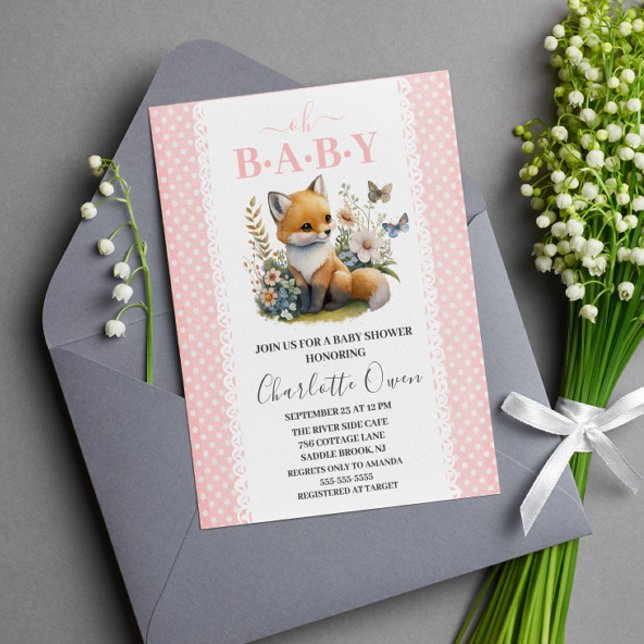 Oh Baby Sweet Foxy Baby Shower Invitation Postcard (Creator Uploaded)