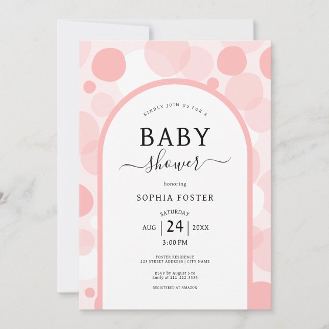 Oh Baby Sweet pink arch Girl Baby Shower Invitation (Front)