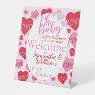 Oh Baby Sweetheart Baby Shower Pink Welcome Pedestal Sign