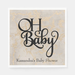 Oh Baby  Tan Foil Baby Shower Lunch Napkin