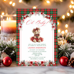 Oh Baby Teddy Bear Christmas Baby Shower Invitation