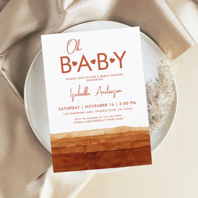 Oh Baby Terracotta Baby Shower Invitation (Creator Uploaded)