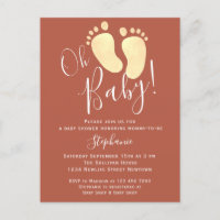 Oh Baby Terracotta Baby Shower Invitation Postcard