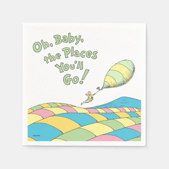 Oh, Baby, the Places You'll Go Baby Shower Napkin (Front)